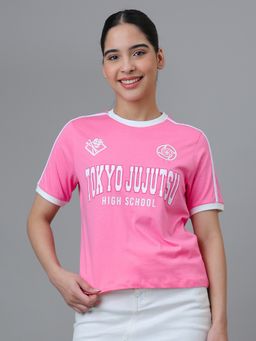 Free Authority - Pink Official Jujutsu Kaisen High School Graphic Printed T-Shirt