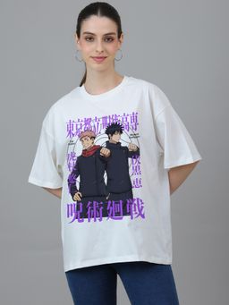 Free Authority - Off White Official Jujutsu Kaisen Yuji and Megumi Graphic Printed T-Shirt