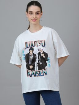 Free Authority - Off White Official Jujutsu Kaisen Gojo and Geto Graphic Printed T-Shirt