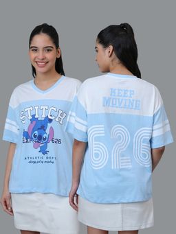 Free Authority - Blue Official Lilo and Stitch Graphic Printed T-Shirt