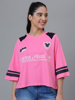 Free Authority - Pink Official Mickey and Friends Graphic Printed Crop T-Shirt