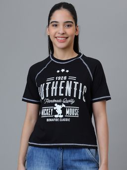 Free Authority - Black Official Mickey and Friends Graphic Printed Sleeves Half T-Shirt