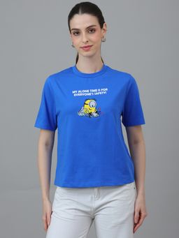 Free Authority - Blue Official Minions Wographic Printed Pure T-Shirt
