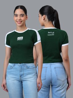 Free Authority - Green Official Squid Game Graphic Printed Slim Fit Half Sleeves Crop T-Shirt