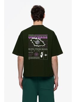 MISCHIEF MONKEY - Olive Graphic Printed Casual T-Shirt