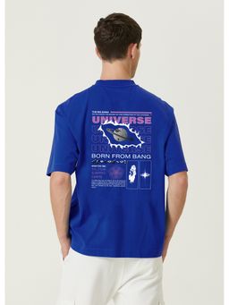 MISCHIEF MONKEY - Blue Graphic Printed T-Shirt