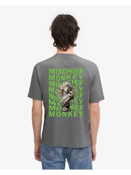 MISCHIEF MONKEY - Grey Graphic Printed T-Shirt