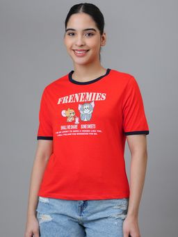 Free Authority - Red Official Tom and Jerry Graphic Printed T-Shirt