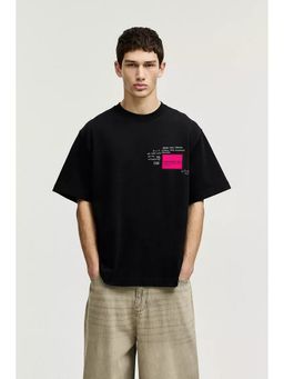 MISCHIEF MONKEY - Black Typography Printed T-Shirt