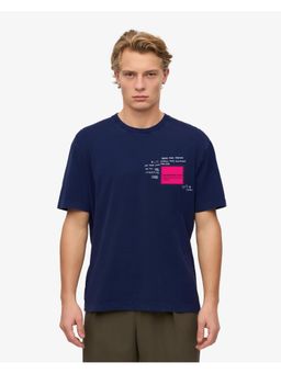 MISCHIEF MONKEY - Navy Blue Typography Printed T-Shirt