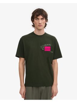 MISCHIEF MONKEY - Olive Typography Printed T-Shirt