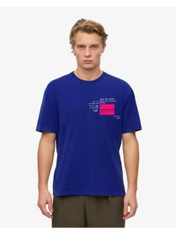 MISCHIEF MONKEY - Blue Typography Printed T-Shirt