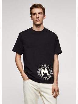 MISCHIEF MONKEY - Black Typography Printed T-Shirt