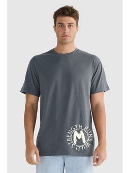 MISCHIEF MONKEY - Grey Typography Printed T-Shirt
