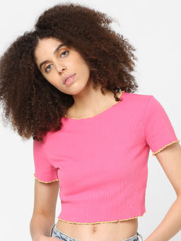 ONLY - Women Solid Pink Casual Top