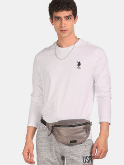 U.S. POLO ASSN. - Men Solid White Cotton Crew Neck T-Shirt