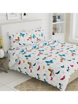 Haus & Kinder - French Riviera 186 Tc Cotton Double Printed Bedsheet - Blue