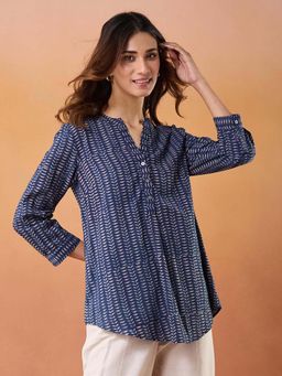 Fabindia - Blue Cotton Printed Tunic