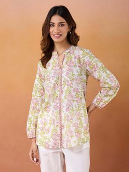 Fabindia - White Cotton Hand Block Printed Tunic