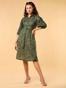 SAAKI - Painterly All Over Print Dress With Waist Belt (Set of 2)