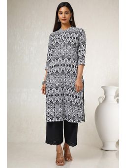 Soch - Women Black Cotton Blend Abstract Print Kurta
