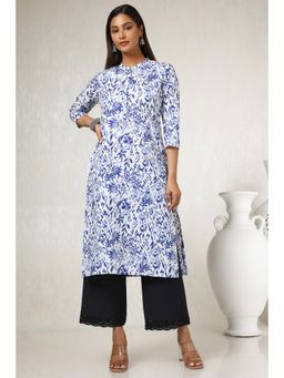 Soch - Women Blue Cotton Blend Abstract Print Kurta