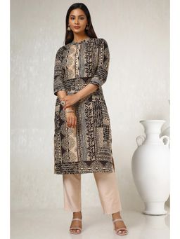 Soch - Women Black Cotton Blend Abstract Print Kurta