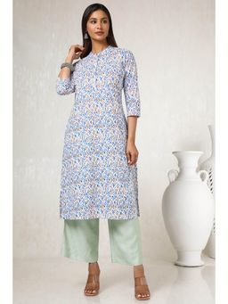 Soch - Women White Cotton Blend Abstract Print Kurta