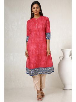 Soch - Women Pink Cotton Blend Abstract Print Kurta
