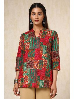 Soch - Women Green Cotton Blend Ethnic Motifs Print Tunic