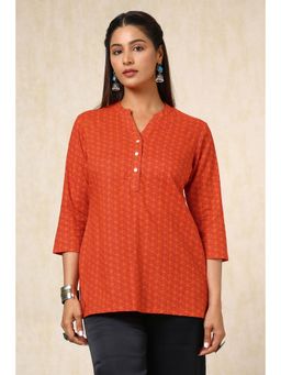 Soch - Women Orange Cotton Blend Abstract Print Tunic