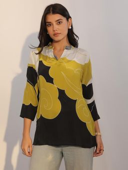 Libas - Tunic for Womens Black Printed Silk Blend Tunic for Women