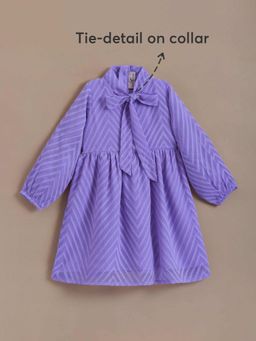 Hopscotch - Chevron Tie-Neck Dress