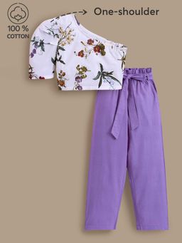 Hopscotch - Floral One Shoulder Top with Cotton Pants