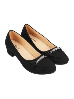 LAZERA SHOES - Black Sleek Medium Heel Closed Toe Chic Loafers
