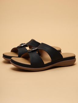 ERIDANI - Kelsey Black Slip On Sandals