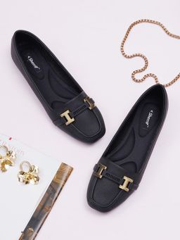 Sherrif Shoes - Women Black Solid Casual Loafers