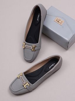 Sherrif Shoes - Women Grey Solid Casual Loafers