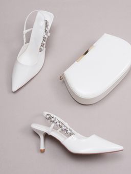 Sherrif Shoes - Women White Solid Casual Sandal Heels