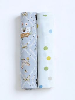 Cocoon Care - Muslin Cotton Barn Printed Swaddle for Baby (Pack of 2) (0-9 Months)