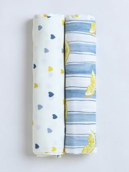 Cocoon Care - Muslin Cotton Blmon Printed Swaddle for Baby (Pack of 2) (0-9 Months)