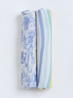 Cocoon Care - Muslin Cotton Blusafari Printed Swaddle for Baby (Pack of 2) (0-9 Months)