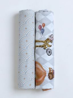 Cocoon Care - Muslin Cotton Circus Printed Swaddle for Baby (Pack of 2) (0-9 Months)