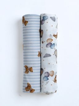 Cocoon Care - Muslin Cotton Hugsy Printed Swaddle for Baby (Pack of 2) (0-9 Months)