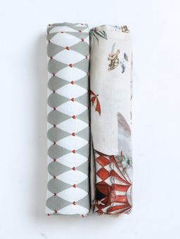 Cocoon Care - Muslin Cotton Parade Printed Swaddle for Baby (Pack of 2) (0-9 Months)