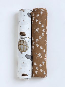 Cocoon Care - Muslin Cotton Skytales Printed Swaddle for Baby (Pack of 2) (0-9 Months)