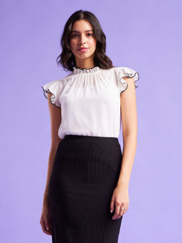 FableStreet - Ruffle Sleeves Top - White