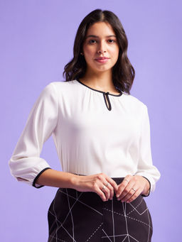 FableStreet - Round Neck Top - White and Black