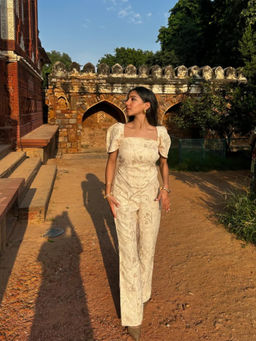 Obleka - Women Jacquard Ivory Co-Ord Set