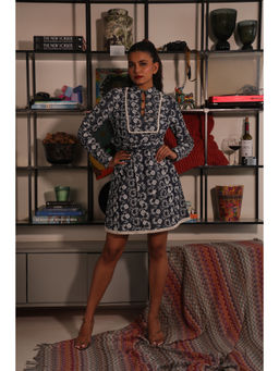 RUIAAN - Women Denim Navy Blue Dress